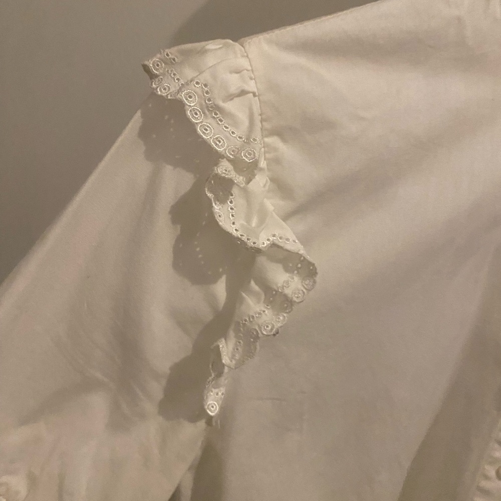 Maje Cream Ruffled Button-Up Blouse - Picture 4 of 9